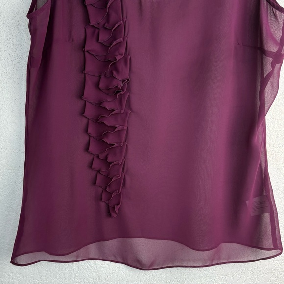 Worthington Dark Fairy Feminine Sheer Ruffle Top L Flutter Sleeve y2k WhimsiGoth - Picture 5 of 7